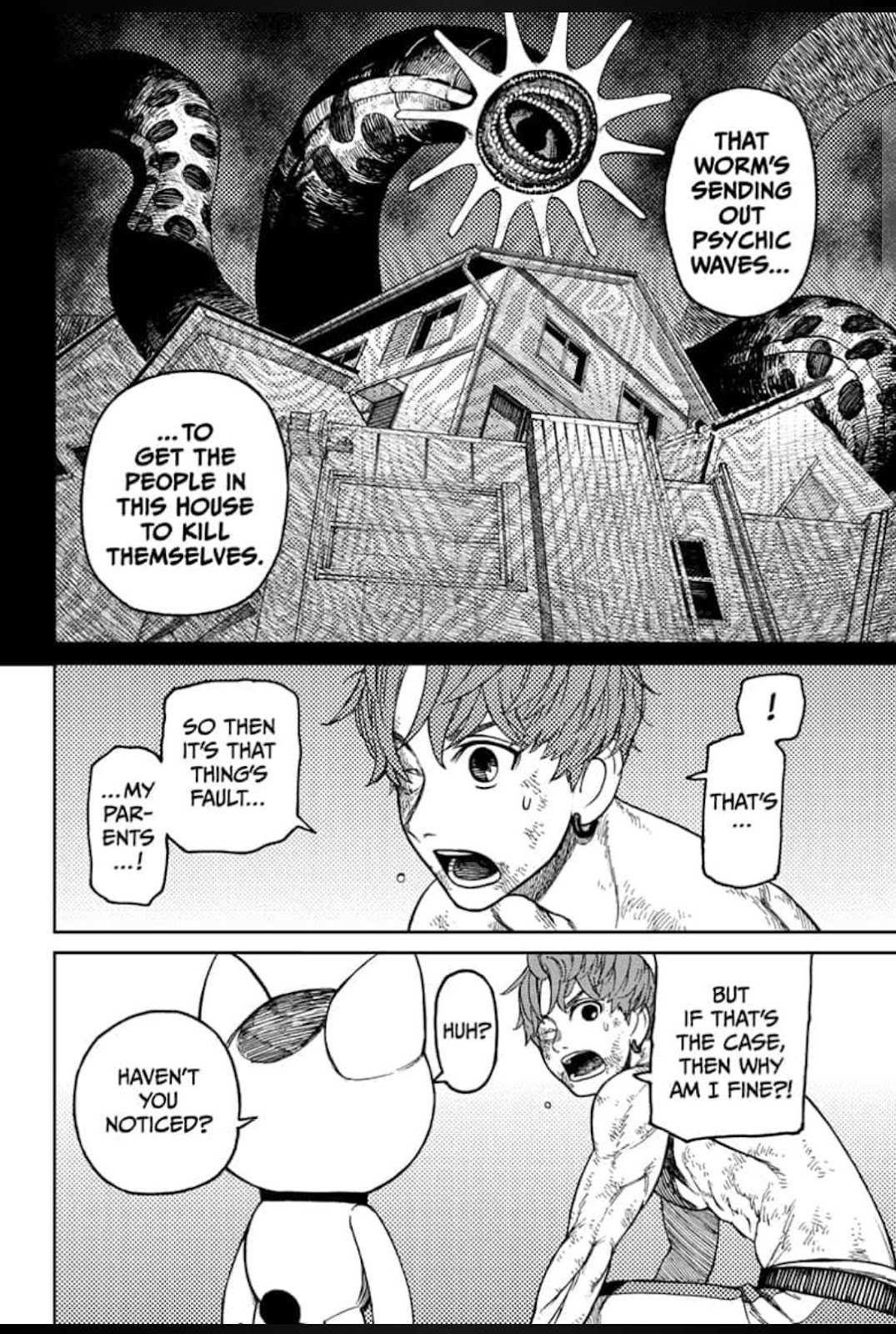 Dandadan Manga Chapter 38 page 10 - Mongolian Death Worms Are Deadly