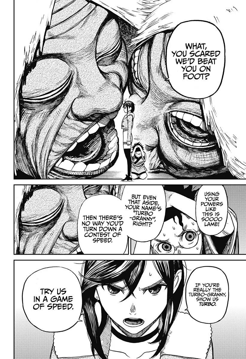 Dandadan Manga Chapter 5 page 12 - Kicking Turbo Granny's Ass