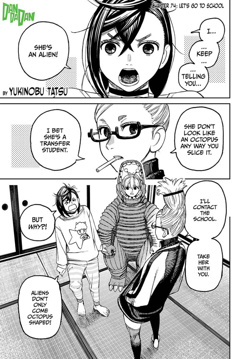 Dandadan Manga Chapter 74 page 1 - Let's Go To School