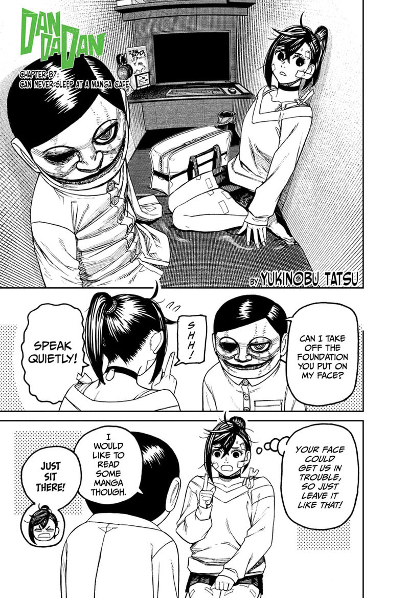 Dandadan Manga Chapter 87 page 1 - Can Never Sleep at a Manga Cafe